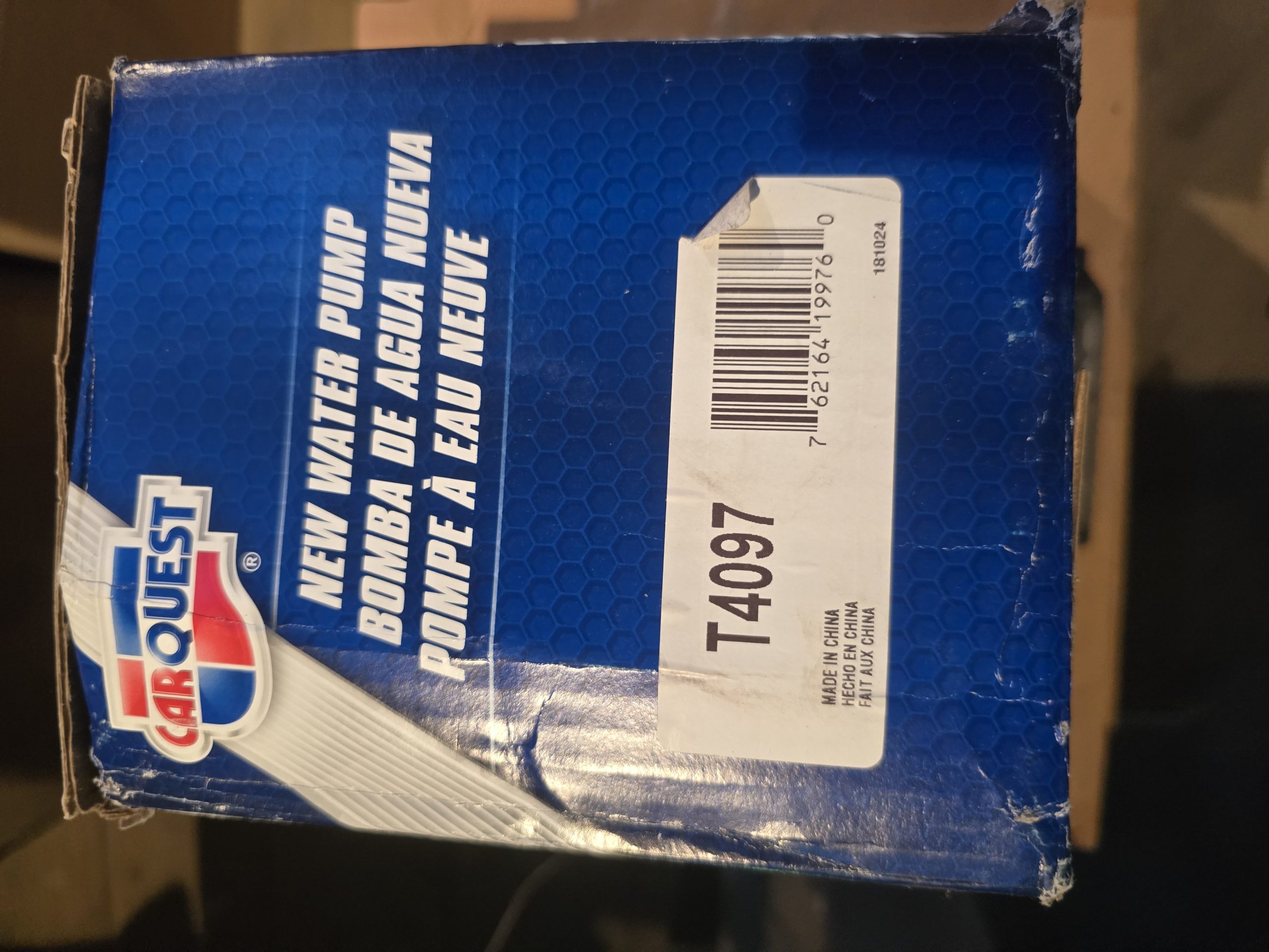 New Genuine Carquest T4097 Water Pump