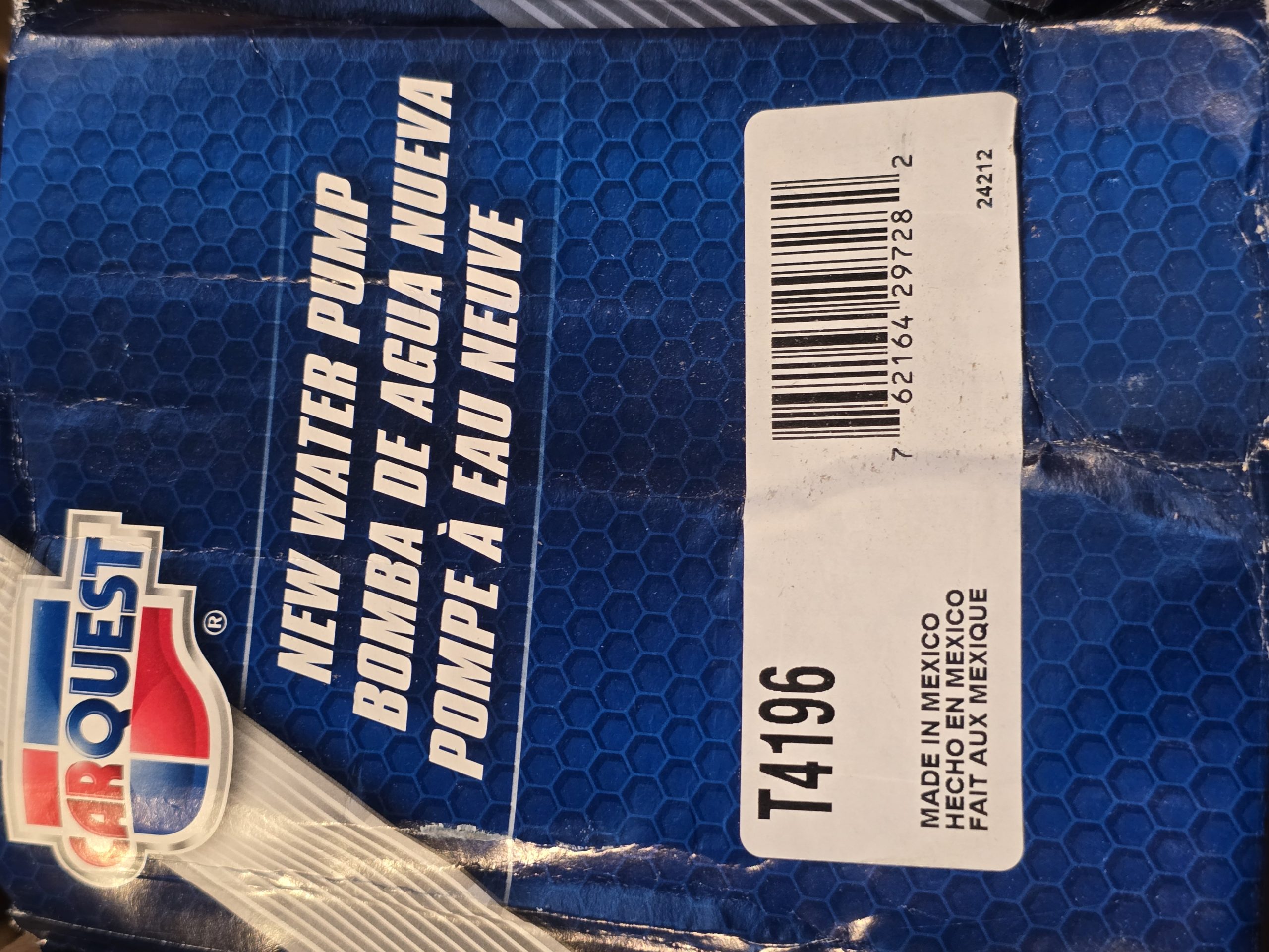 New Genuine Carquest T4196 Water Pump