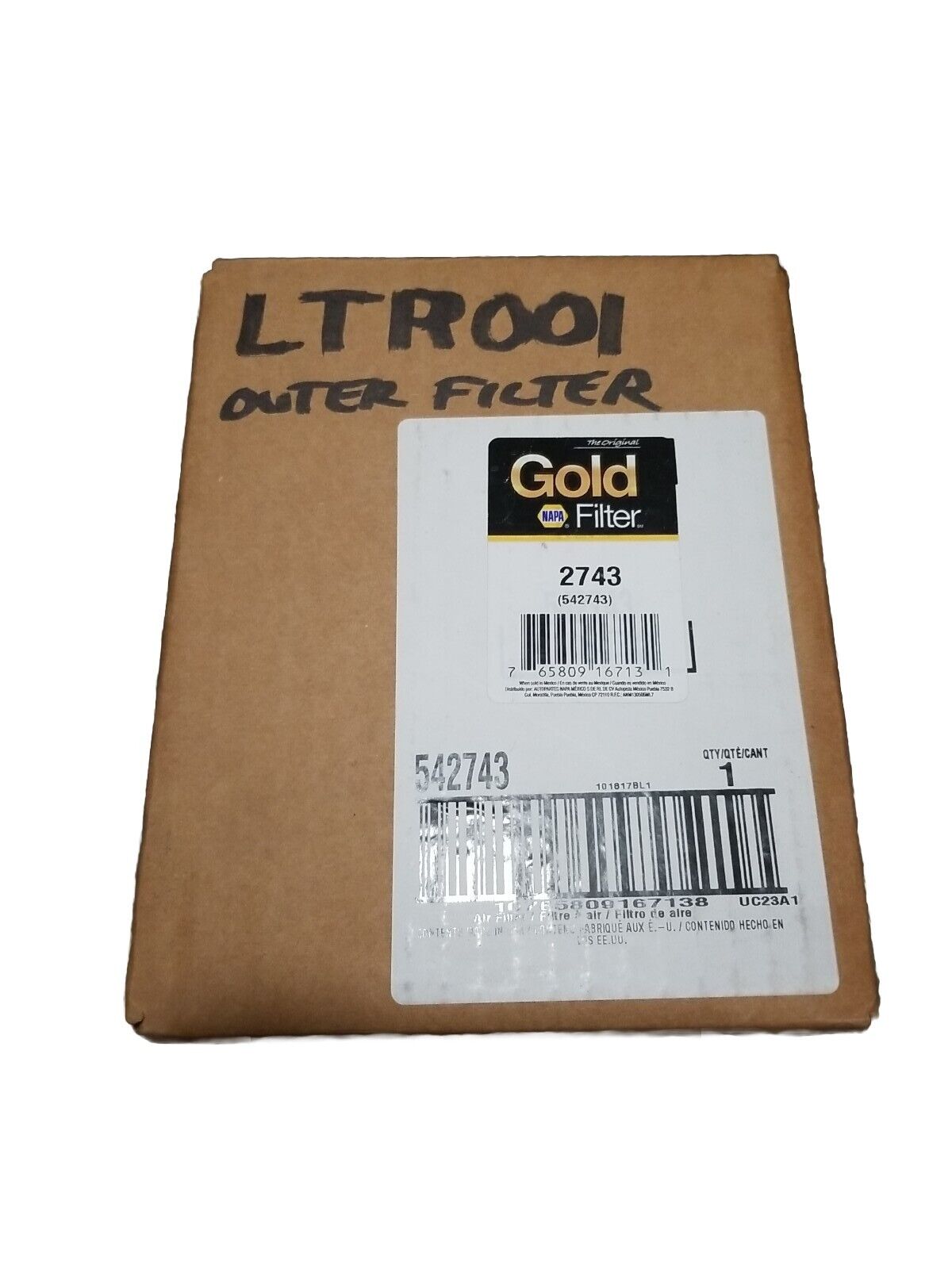 NAPA Gold Air Filter Part# 2743 - NEW